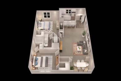 2 bed 2 bath Floor Plan with 1,070 Sq. Ft. at Trails at Short Pump Apartments, Virginia,23233