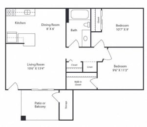 a floor plan of a living room and a kitchen