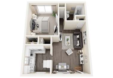 Marlboro Manor arial view of the 1 bed 1 bath floor plan with 500 square feet