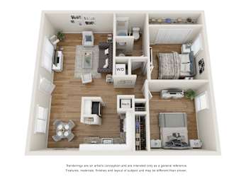 The Oakshade Floor Plan - 2 bedroom 1 bathroom with 812 square feet at Abby Creek Apartments, Carmichael