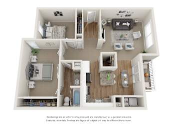 The Sunnyvale floor plan - 2 bedroom 1 bathroom with 1170 square feet at Abby Creek Apartments, Carmichael, CA 95608