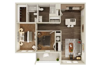 a floor plan of a 1 bedroom apartment