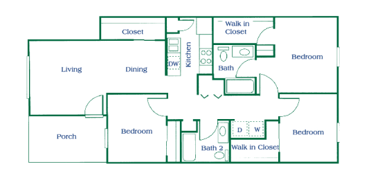 3 bedroom floor plan at Embarq Apartments