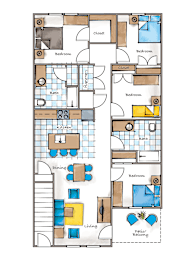 A floor plan of a house with labeled rooms such as Bedroom, Bath, Kitchen, and Living room.