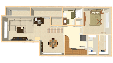 a 1 bedroom floor plan diagram