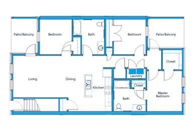 a 3 bedroom floor plan diagram