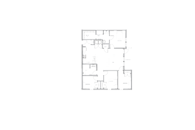A 4 bedroom apartment floor plan with a master bedroom, kitchen, dining, and living room with a patio/balcony