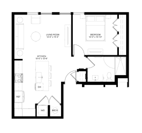 the floor plan of a bedroom small apartment