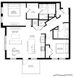 A black and white image of a house floor plan with labeled rooms.