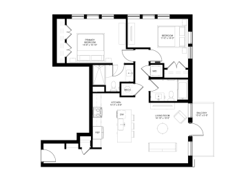 the floor plan of a bedroom apartment with roommates