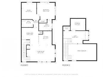 A black and white image of a floor plan for a two-story house.