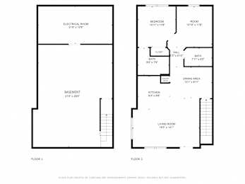 Floor plan for a two story home with two bedrooms and two bathrooms.