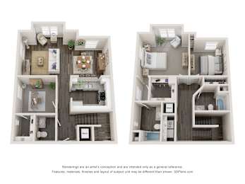 Chiaretto and Chiaretto II TH Floor Plan at Elan Apartments, Fort Walton Beach Florida