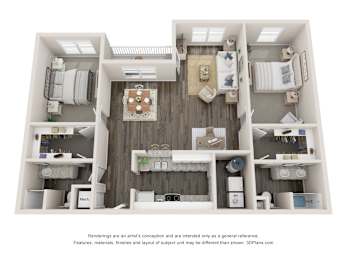 Piedmont Floor Plan at Elan Apartments, Fort Walton Beach, FL 32547
