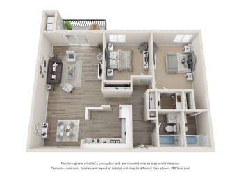 Westminster Floor Plan at Hampton in Highland Apartments, Highland, 46322