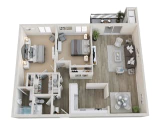 Warwick Floor Plan  at Hampton in Highland Apartments, Indiana, 46322