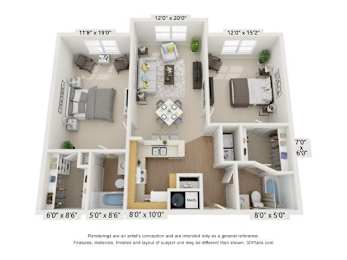 E Floor Plan at Vita on Grant, Merrillville Indiana