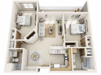 C1 Floor Plan at Rivers Edge Apartments, Waukesha