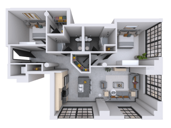 a 3d rendering of the clubhouse floor plan