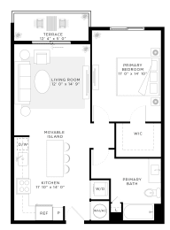 1 Bedroom 1 Bath 695 Sq.Ft. A1A Floor Plan at Mayla Pompano, Pompano Beach