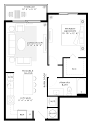 1 Bedroom 1 Bath 695 Sq.Ft. A1A Floor Plan at Mayla Pompano, Pompano Beach, FL