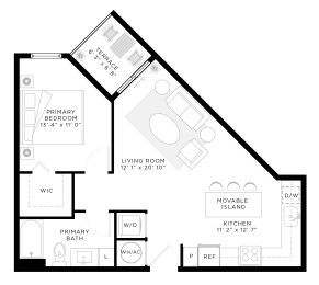 1 Bedroom 1 Bath 711 Sq.Ft. A2A Floor Plan at Mayla Pompano, Pompano Beach, Florida