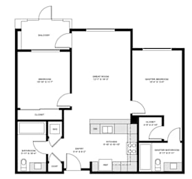B Floor Plan at The Reserve La Mirada, California, 90638