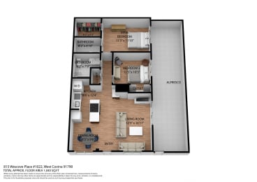 Studio Floor Plan at Wescove Apartments, West Covina, California