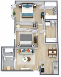 a floor plan of a house with a bedroom and a living room
