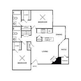 A black and white diagram of a house layout with labeled rooms.