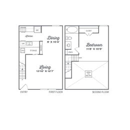 a floor plan of a small house with a bedroom and a living room