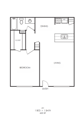 a floor plan of a 1 bedroom floor plan