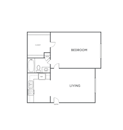 1 Bedroom Floor Plan at The Sidney, Sherman