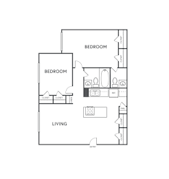 2 Bedroom Floor Plan at The Sidney, Texas