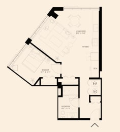 a one bedroom floor plan
