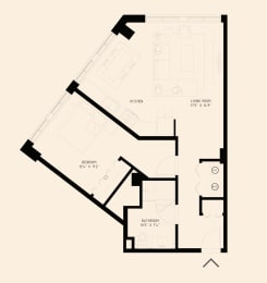 a one bedroom floor plan