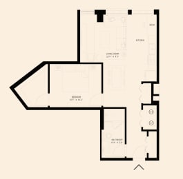 a one bedroom floor plan