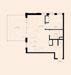 Memoir May Hosiery New Apartments in Nashville, Tennessee One Bedroom Floor Plan