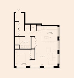 Memoir May Hosiery New Apartments in Nashville, Tennessee One Bedroom Floor Plan