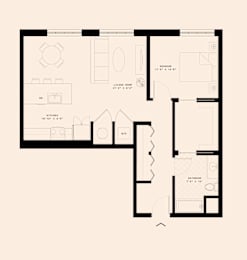 Memoir May Hosiery New Apartments in Nashville, Tennessee One Bedroom Floor Plan