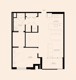Memoir May Hosiery New Apartments in Nashville, Tennessee One Bedroom Floor Plan