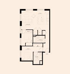 Memoir May Hosiery New Apartments in Nashville, Tennessee Two Bedroom Floor Plan