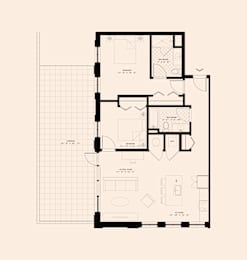 Memoir May Hosiery New Apartments in Nashville, Tennessee Two Bedroom Floor Plan