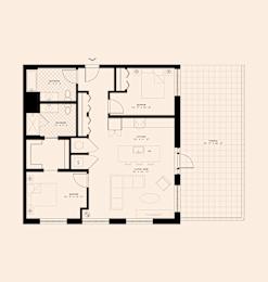 Memoir May Hosiery New Apartments in Nashville, Tennessee Two Bedroom Floor Plan
