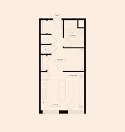 Memoir May Hosiery New Apartments in Nashville, Tennessee Studio Floor Plan