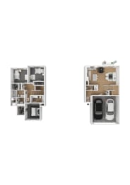 Maatila 3 Bed 2.5 Bath Townhome 3DF Floor Plan