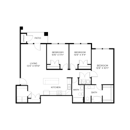 a floor plan of a home with bedrooms and baths