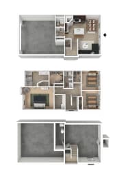 Box Elder 3 Bed 2.5 Bath Townhome 3DF Floor Plan