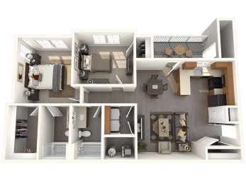 a rendering of a 3d floor plan of a house