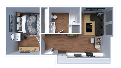 AP1 Lofts - Unit K - 1 Bed - Floor Plan